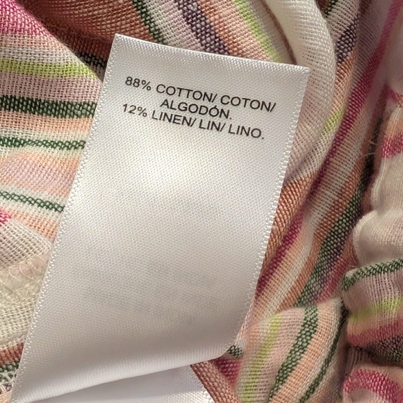Lucky Brand Pink Green Striped Paperbag Waist Linen Blend Shorts Plus Size XXL - Picture 5 of 7